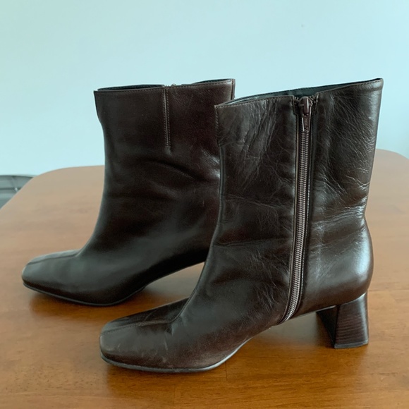 SOLD - Etienne Aigner Dark Brown Ankle Boots - Picture 2 of 13